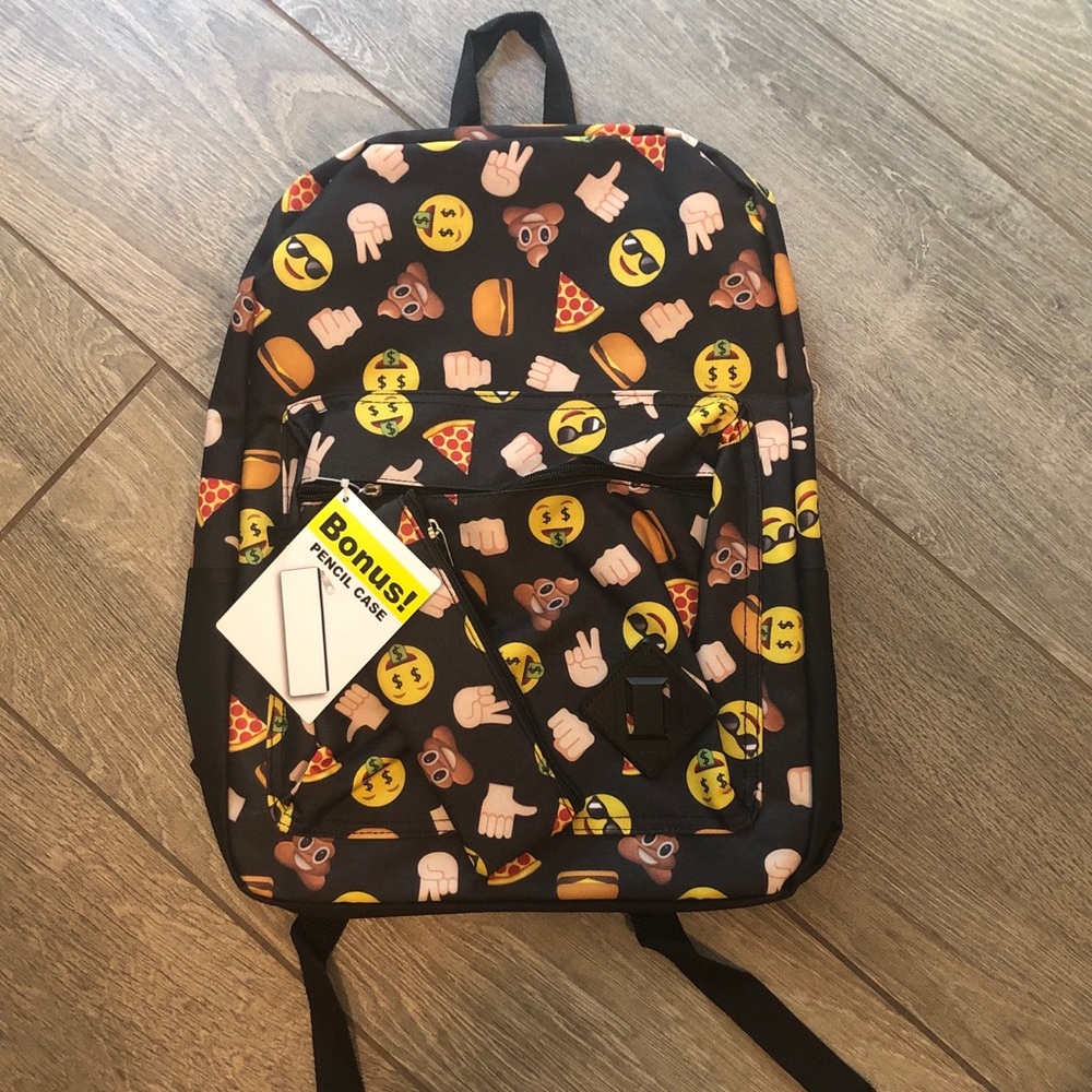 NWT emoji backpack with bonus pencil case 😊 💩